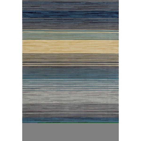 Standalone 4 x 6 ft. Bastille Collection Heathered Stripe Border Woven Area Rug Blue ST3007920 - main